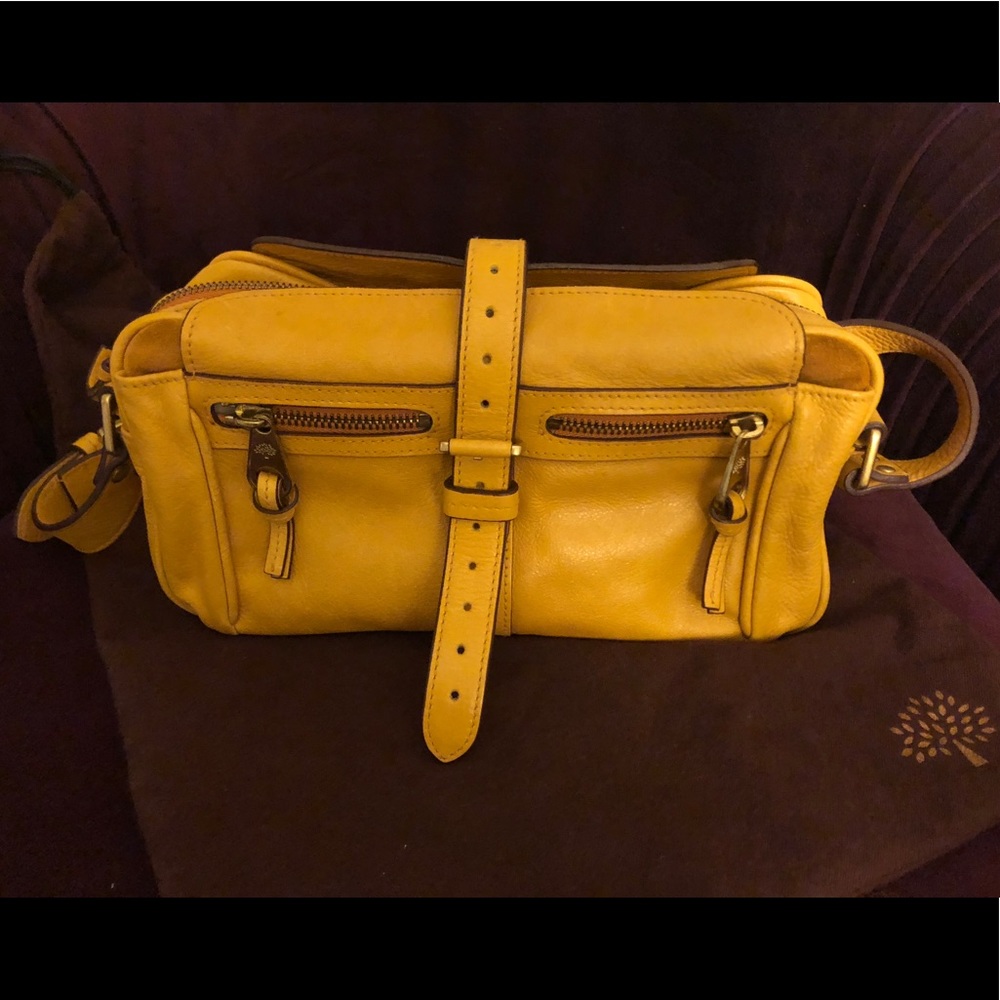 Mulberry mabel mustard yellow leather shoulder bag